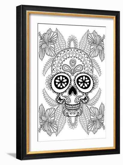 Skull in Flowers-null-Framed Art Print