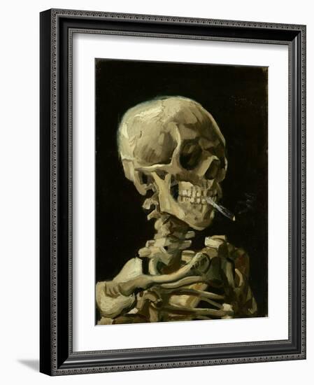 Skull of a Skeleton with Burning Cigarette, C.1886 (Oil on Canvas)-Vincent van Gogh-Framed Premium Giclee Print