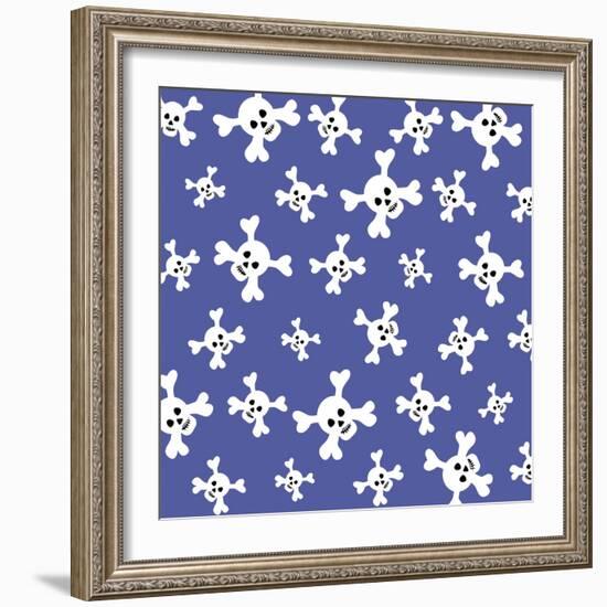 Skull Pattern Blue-Erin Clark-Framed Giclee Print