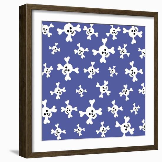 Skull Pattern Blue-Erin Clark-Framed Giclee Print