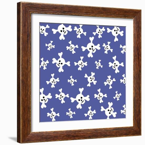 Skull Pattern Blue-Erin Clark-Framed Giclee Print