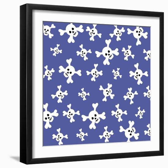 Skull Pattern Blue-Erin Clark-Framed Giclee Print