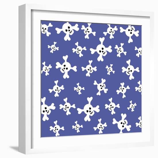 Skull Pattern Blue-Erin Clark-Framed Giclee Print