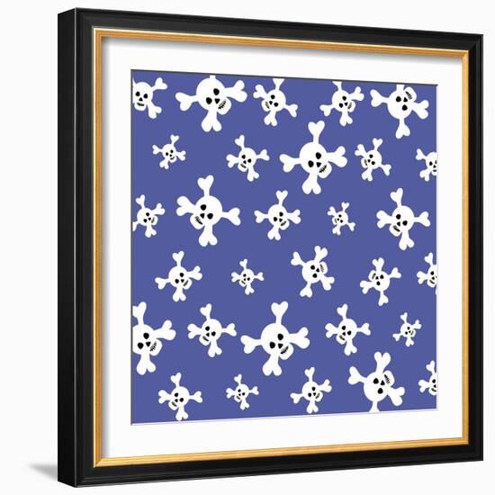 Skull Pattern Blue-Erin Clark-Framed Giclee Print