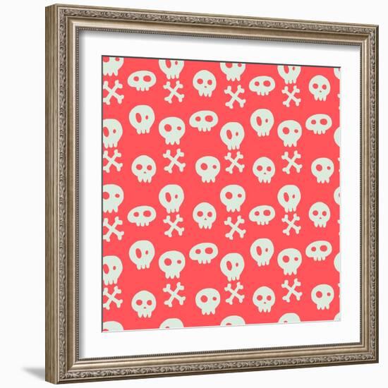Skull Pattern.-TashaNatasha-Framed Art Print