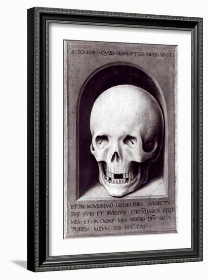 Skull, Right Hand Panel Reverse from the Triptych of Earthly Vanity and Divine Salvation, c.1485-Hans Memling-Framed Giclee Print