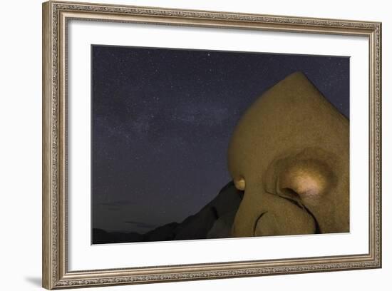 Skull Rock Lit Up at Night in Joshua Tree NP, California, USA-Chuck Haney-Framed Photographic Print