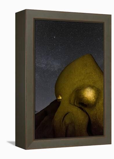 Skull Rock Lit Up at Night in Joshua Tree NP, California, USA-Chuck Haney-Framed Premier Image Canvas