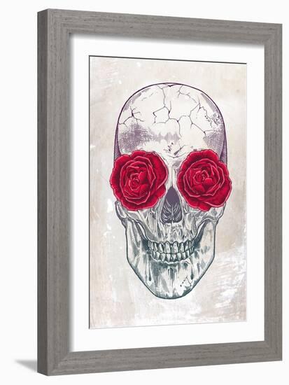 Skull & Roses-Rachel Caldwell-Framed Art Print