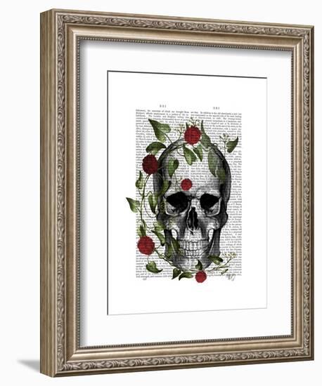 Skull Vines and Flowers-Fab Funky-Framed Art Print