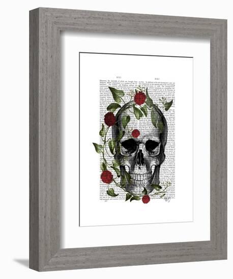 Skull Vines and Flowers-Fab Funky-Framed Art Print