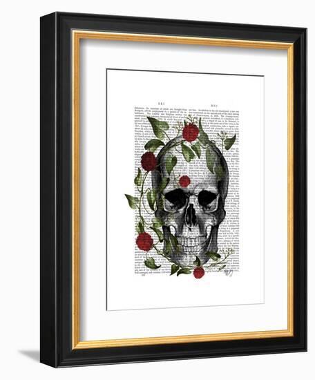 Skull Vines and Flowers-Fab Funky-Framed Art Print