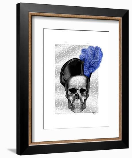 Skull with Blue Hat-Fab Funky-Framed Art Print