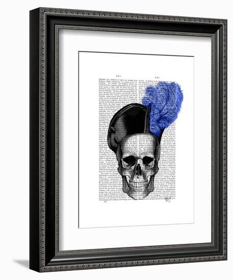 Skull with Blue Hat-Fab Funky-Framed Art Print