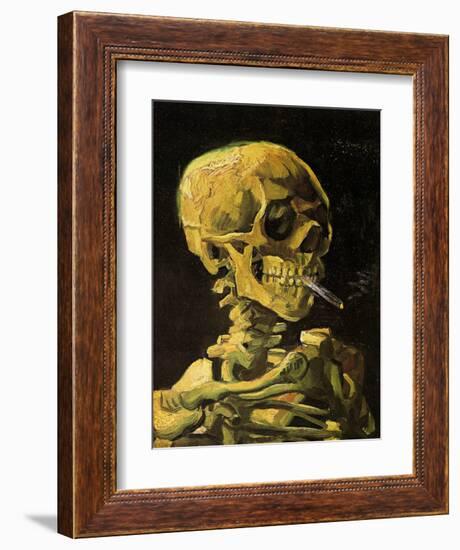 Skull with Burning Cigarette-Vincent van Gogh-Framed Art Print