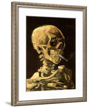 Skull with Burning Cigarette-Vincent van Gogh-Framed Art Print