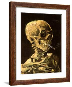 Skull with Burning Cigarette-Vincent van Gogh-Framed Art Print