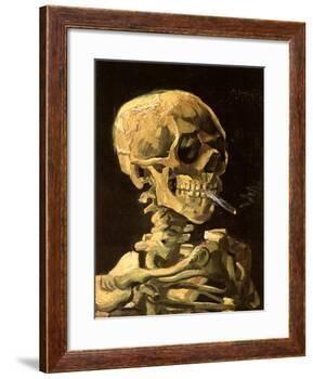 Skull with Burning Cigarette-Vincent van Gogh-Framed Art Print