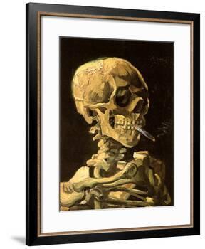 Skull with Burning Cigarette-Vincent van Gogh-Framed Art Print