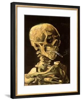 Skull with Burning Cigarette-Vincent van Gogh-Framed Art Print