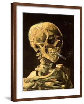 Skull with Burning Cigarette-Vincent van Gogh-Framed Art Print
