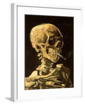Skull with Burning Cigarette-Vincent van Gogh-Framed Art Print