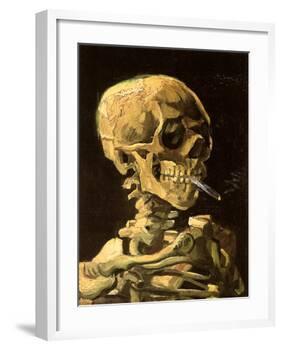 Skull with Burning Cigarette-Vincent van Gogh-Framed Art Print