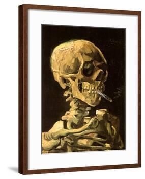 Skull with Burning Cigarette-Vincent van Gogh-Framed Art Print