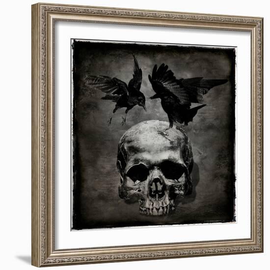 Skull with Crows-Martin Wagner-Framed Art Print