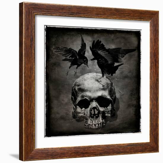 Skull with Crows-Martin Wagner-Framed Art Print