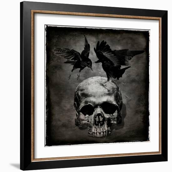 Skull with Crows-Martin Wagner-Framed Art Print