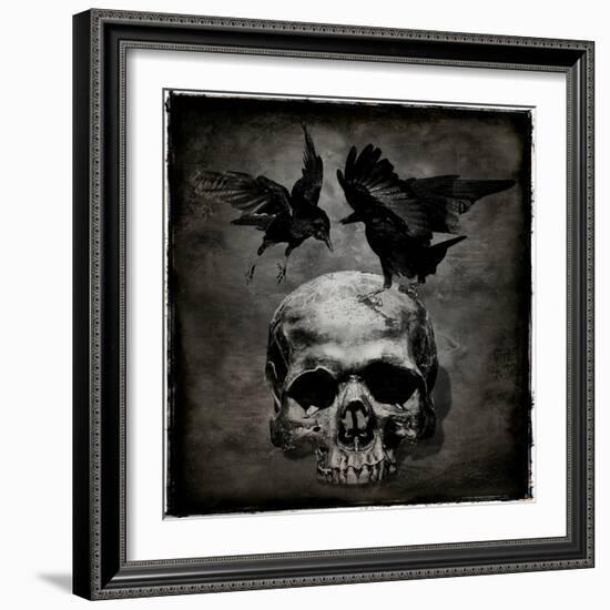 Skull with Crows-Martin Wagner-Framed Art Print