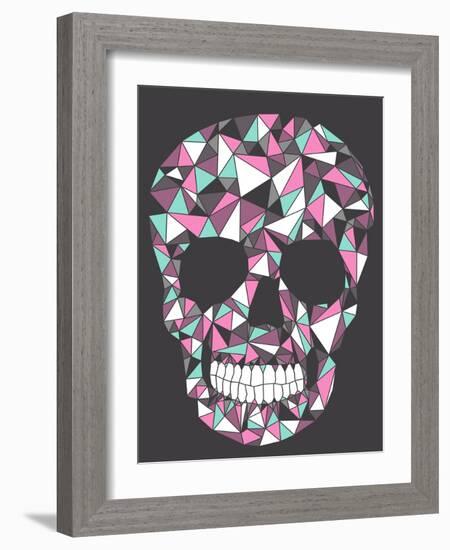 Skull With Geometric Pattern-cherry blossom girl-Framed Art Print