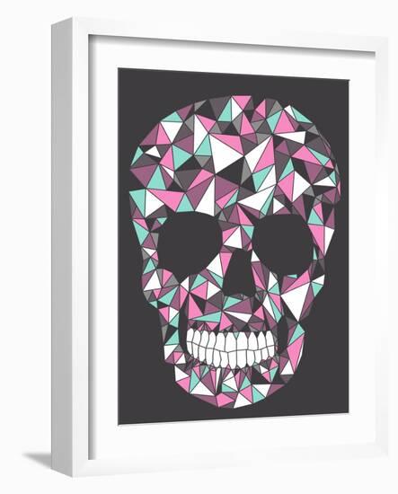 Skull With Geometric Pattern-cherry blossom girl-Framed Art Print