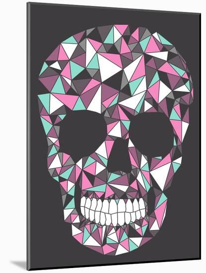 Skull With Geometric Pattern-cherry blossom girl-Mounted Art Print