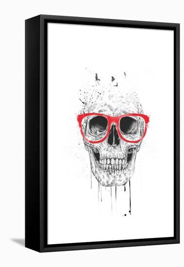 Skull With Red Glasses-Balazs Solti-Framed Stretched Canvas