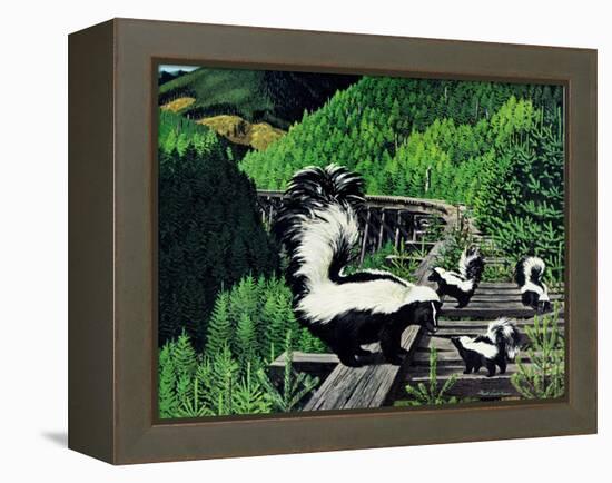 Skunk Family-Fred Ludekens-Framed Premier Image Canvas