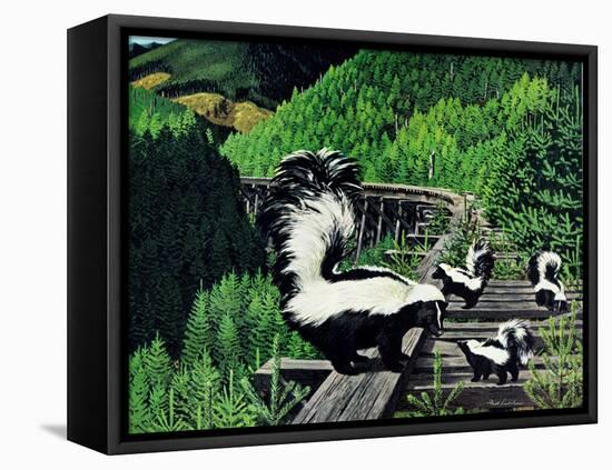 Skunk Family-Fred Ludekens-Framed Premier Image Canvas