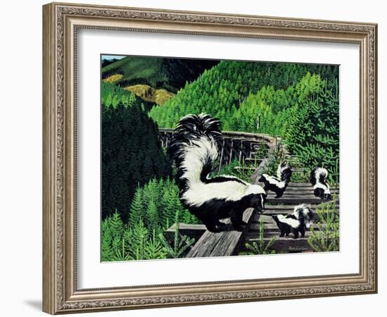 Skunk Family-Fred Ludekens-Framed Giclee Print