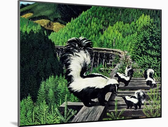 Skunk Family-Fred Ludekens-Mounted Giclee Print