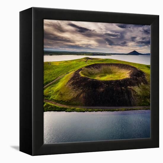 Skutustadagigar pseudo craters, Lake Myvatn, Northern Iceland. Drone photography-null-Framed Stretched Canvas