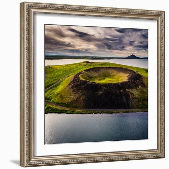 Skutustadagigar pseudo craters, Lake Myvatn, Northern Iceland. Drone photography-null-Framed Photographic Print