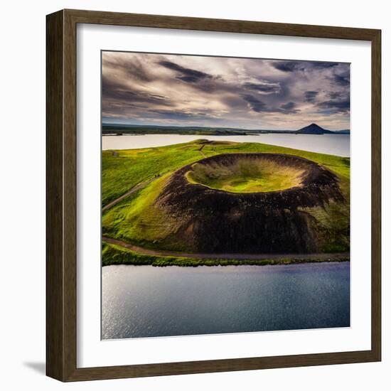 Skutustadagigar pseudo craters, Lake Myvatn, Northern Iceland. Drone photography-null-Framed Photographic Print