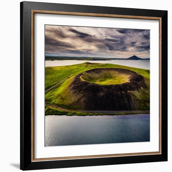 Skutustadagigar pseudo craters, Lake Myvatn, Northern Iceland. Drone photography-null-Framed Photographic Print