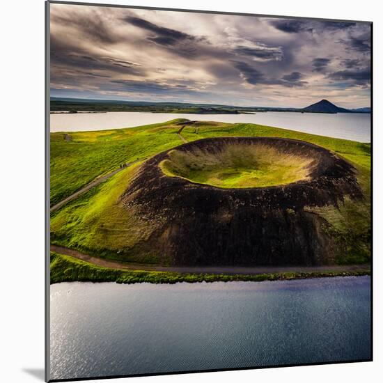 Skutustadagigar pseudo craters, Lake Myvatn, Northern Iceland. Drone photography-null-Mounted Photographic Print