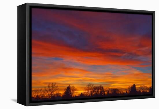 Sky at sunset, Winnipeg, Manitoba, Canada.-Mike Grandmaison-Framed Premier Image Canvas