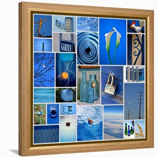 Sky Blue Collage-Gail Peck-Framed Stretched Canvas