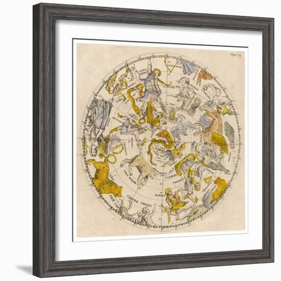 Sky Chart Showing the Signs of the Zodiac and Other Celestial Features-null-Framed Photographic Print