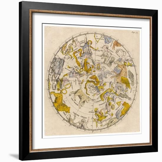 Sky Chart Showing the Signs of the Zodiac and Other Celestial Features-null-Framed Photographic Print