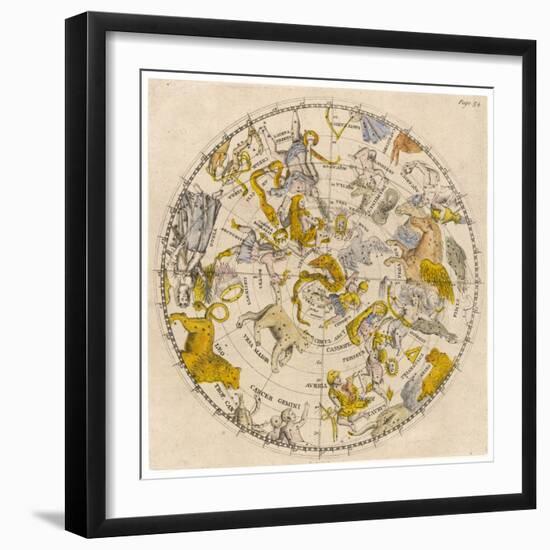 Sky Chart Showing the Signs of the Zodiac and Other Celestial Features-null-Framed Photographic Print